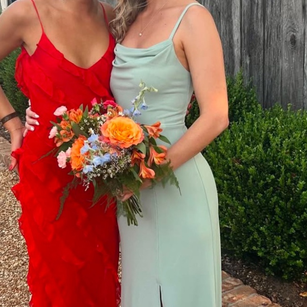 Birdy Grey Ash Crepe Dress in color Sage, size XS. Bridesmaid dress worn once.